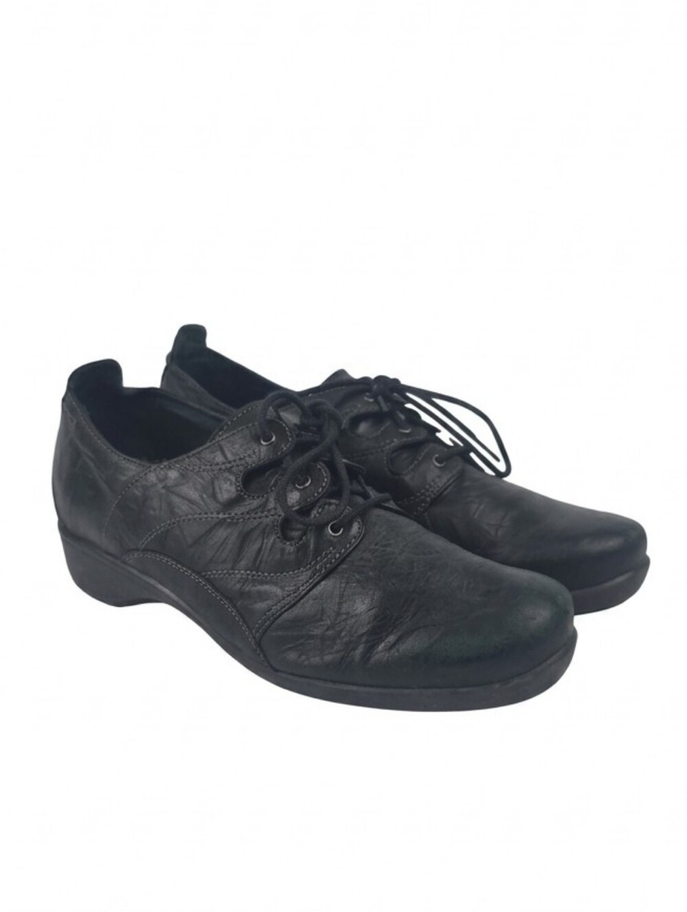 Dromedaris Black Leather Lace Up Women's Comfortable Sneakers Size EU 41-US 10.5